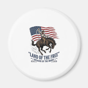 Patriotisk Cowboy Land Av De Fria Västerländsk Trö Magnet