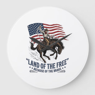 Patriotisk Cowboy Land Av De Fria Västerländsk Trö Stor Klocka