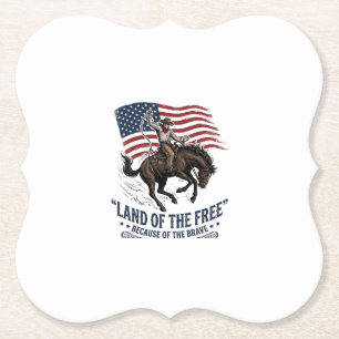 Patriotisk Cowboy Land Av De Fria Västerländsk Trö Underlägg Papper