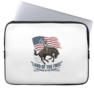 Patriotisk Cowboy Land Av De Fria Västra Tröja De Laptop Fodral