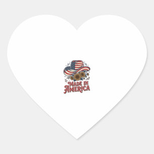 Patriotisk Cowboyhatt Tillverkad i Amerika Shirt D Hjärtformat Klistermärke