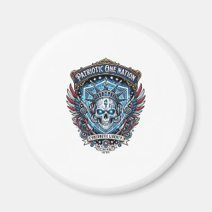 Patriotisk Cyber Liberty Dödskalle Cyberpunk Framt Magnet