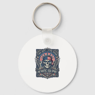 Patriotisk Cyber Liberty Skalle Cyberpunk Framtid Nyckelring