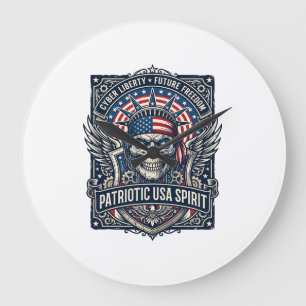 Patriotisk Cyberfrihet Skalle Cyberpunk Framtid Fr Stor Klocka