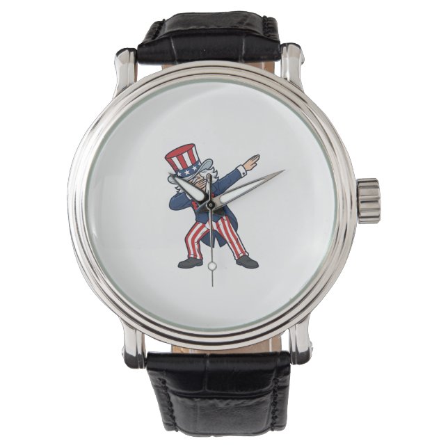 Patriotisk Dabbig Herr Vintage Vektor Design_ Armbandsur (Framsida)