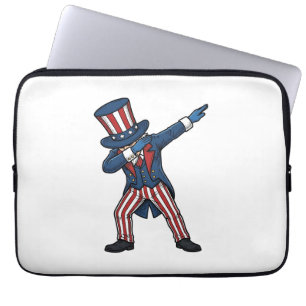 Patriotisk Dabbig Karaktär Vintage Vektor Design_ Laptop Fodral