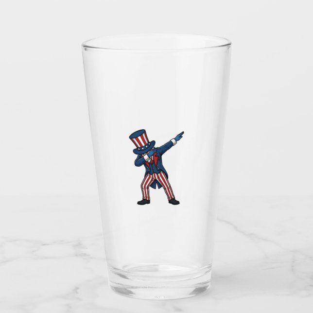 Patriotisk Dabbing Karaktär Vintage Vektor Design_ Glaskopp (Framsida)