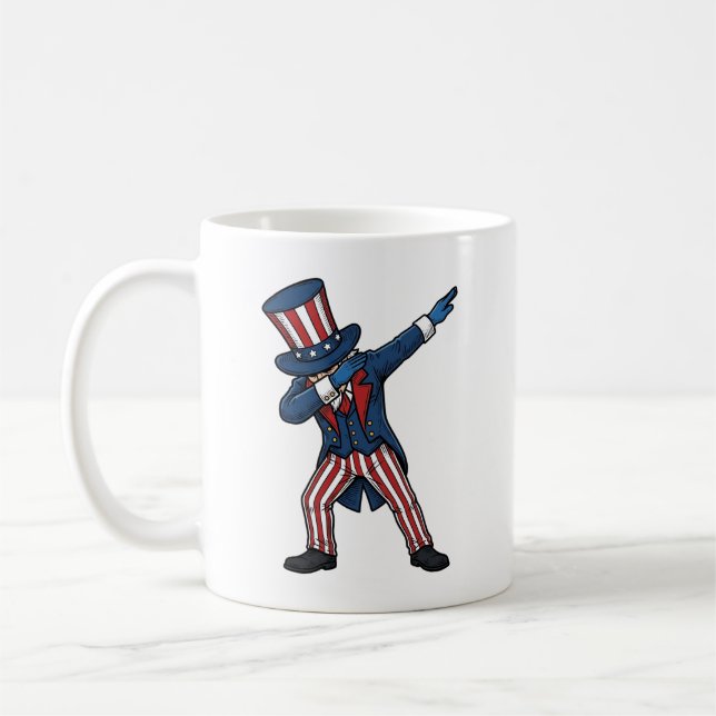 Patriotisk Dabbing Karaktär Vintage Vektor Design_ Kaffemugg (Vänster)