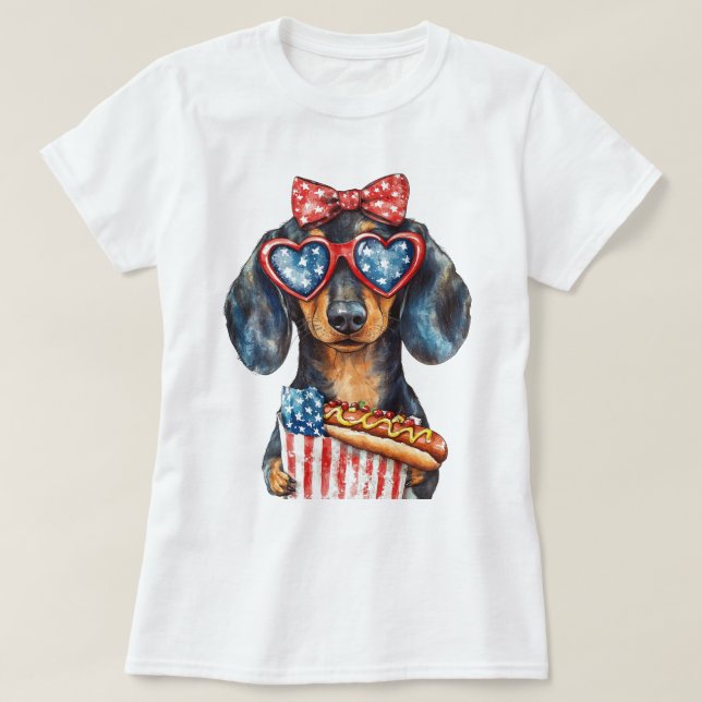 Patriotisk Dachschund T Shirt (Design framsida)