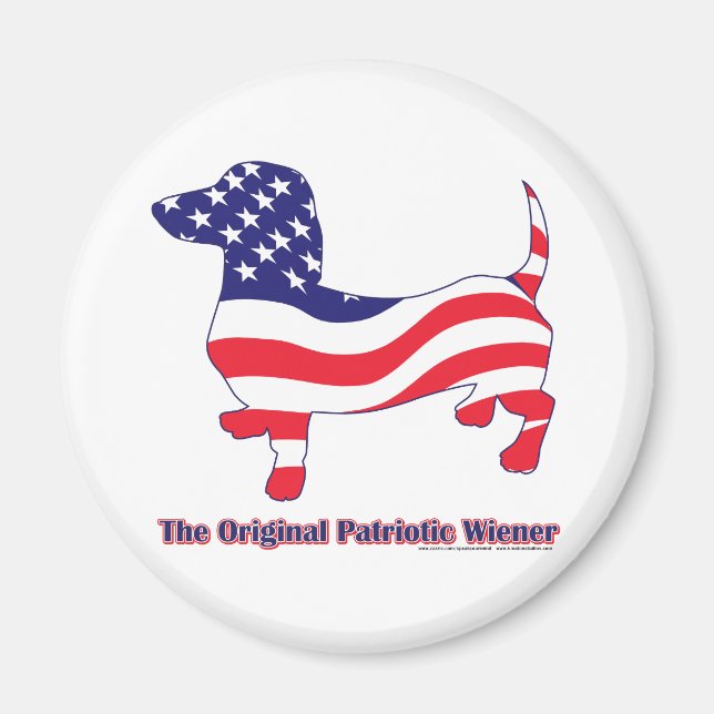 Patriotisk Dachshund - Doxie Magnet (Framsidan)