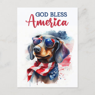 Patriotisk Dachshund, Gud välsigne Amerika vykort