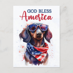 Patriotisk Dachshund, Gud välsigne Amerika vykort