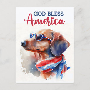 Patriotisk Dachshund, Gud välsigne Amerika vykort
