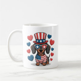 Patriotisk Dachshund Hund Älskare USA Stolthet 4:e Kaffemugg