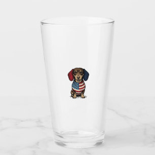 Patriotisk Dachshund Vintage Gravyr Vektor Design Glaskopp