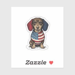 Patriotisk Dachshund Vintage Gravyr Vektor Design Klistermärken