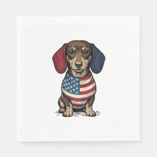 Patriotisk Dachshund Vintage Gravyr Vektor Design Pappersservett