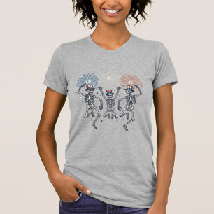 Patriotisk Dansande Skelett Fyrverkerier Vintage T Shirt