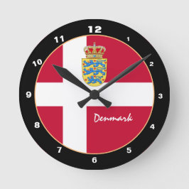 Patriotisk dansk Flagga, Danmark Hem/design Rund Klocka