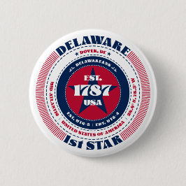 Patriotisk Delaware-cirkel med statsdetaljer Knapp