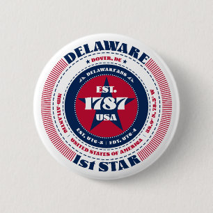 Patriotisk Delaware-cirkel med statsdetaljer Knapp
