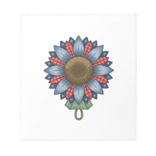 Patriotisk Denim Solros Ornament Vintage Anteckningsblock