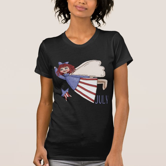 Patriotisk design för Juli ängelsommar T-shirt (Framsida)