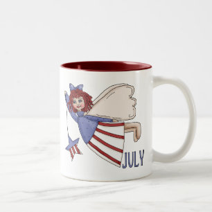 Patriotisk design för Juli ängelsommar Två-Tonad Mugg