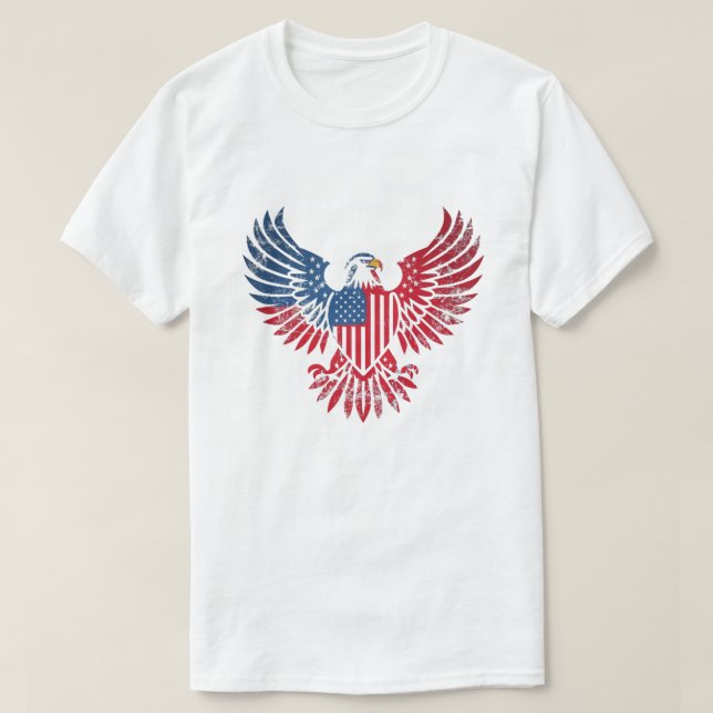 Patriotisk design med Örn och amerikansk Flagga T Shirt (Design framsida)