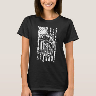 Patriotisk design med slitna flaggor för bassfiske t shirt