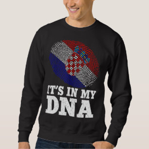 Patriotisk Det är i min Dna Fingerprint-kroatiska  Lång Ärmad Tröja