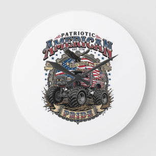 Patriotisk Diesel Odjur Frihet Monster Truck Tung Stor Klocka
