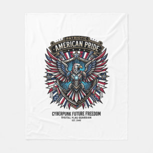Patriotisk Digital Flag Vakt Cyberpunk Framtid F Fleecefilt