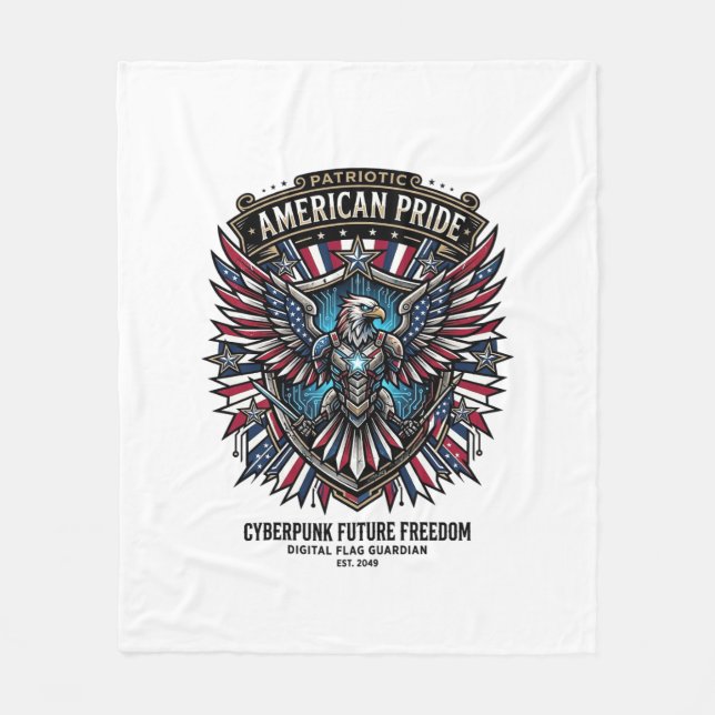 Patriotisk Digital Flag Vakt Cyberpunk Framtid F Fleecefilt (Framsidan)