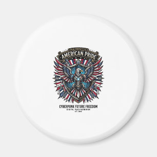 Patriotisk Digital Flagga Väktare Cyberpunk Framti Magnet