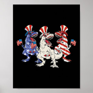 Patriotisk dinosaur 4 juli USA Småbarn Barn Ame Poster