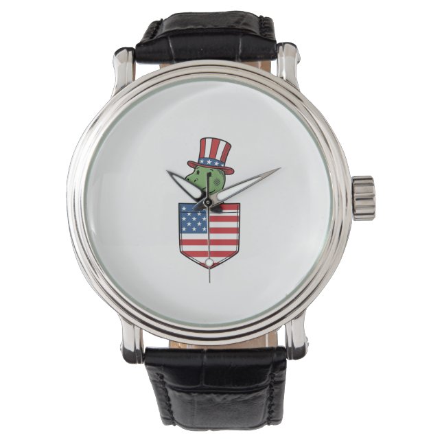 Patriotisk Dinosaur Ficka Vintage Tröja Design_1 Armbandsur (Framsida)