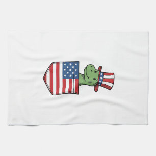 Patriotisk Dinosaur Ficka Vintage Tröja Design_1 Kökshandduk