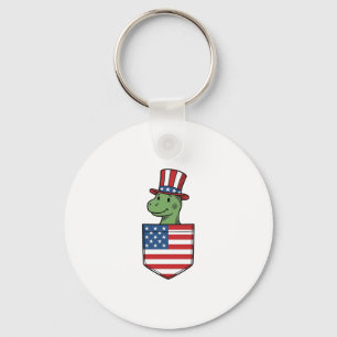 Patriotisk Dinosaur Ficka Vintage Tröja Design_1 Nyckelring