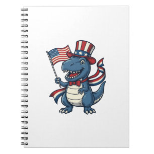 Patriotisk Dinosaur Vintage Vektor T-Shirt Design_ Anteckningsbok
