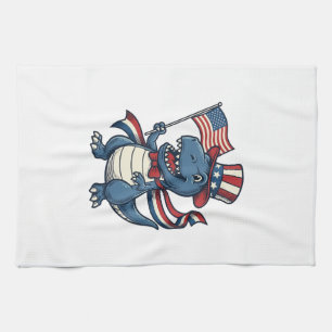 Patriotisk Dinosaur Vintage Vektor Tröja Design_1 Kökshandduk