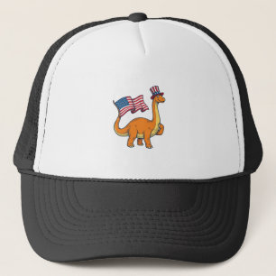 Patriotisk Dinosaurie Flagga Vintage Gravyr T-Shir Keps