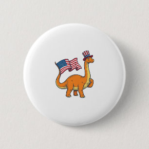 Patriotisk Dinosaurie Flagga Vintage Gravyr Tröja_ Knapp