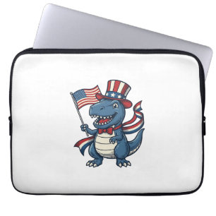 Patriotisk Dinosaurie Vintage Vektor T-Shirt Desig Laptop Fodral