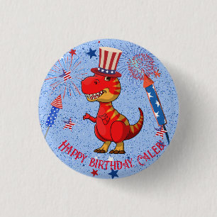 Patriotisk dinosauurfödelsedag. knapp
