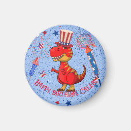 Patriotisk dinosauurfödelsedag. magnet