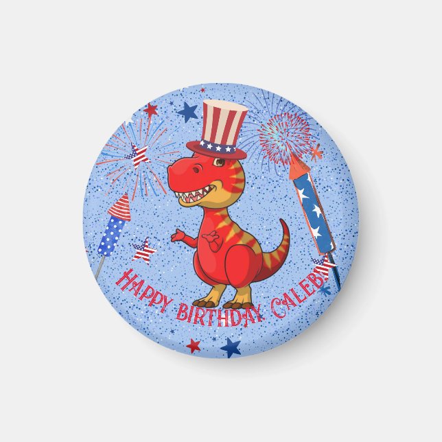 Patriotisk dinosauurfödelsedag. magnet (Framsidan)