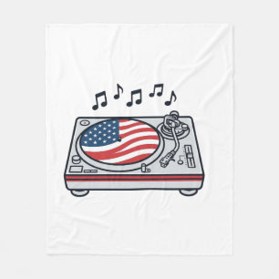 Patriotisk DJ skivspelare Musik Vintage skjorta de Fleecefilt
