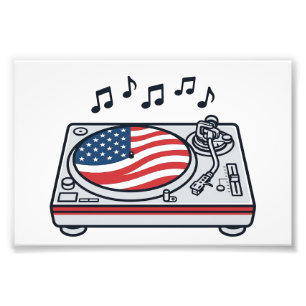 Patriotisk DJ skivspelare Musik Vintage skjorta de Fototryck