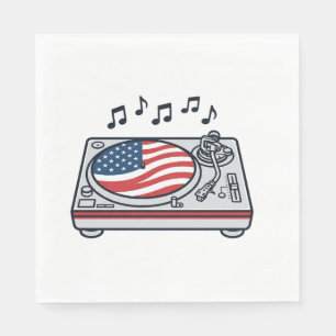 Patriotisk DJ skivspelare Musik Vintage skjorta de Pappersservett